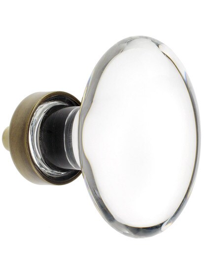 Over-Sized Hampton Crystal Cabinet Knob With Solid Brass Base in Antique Brass.